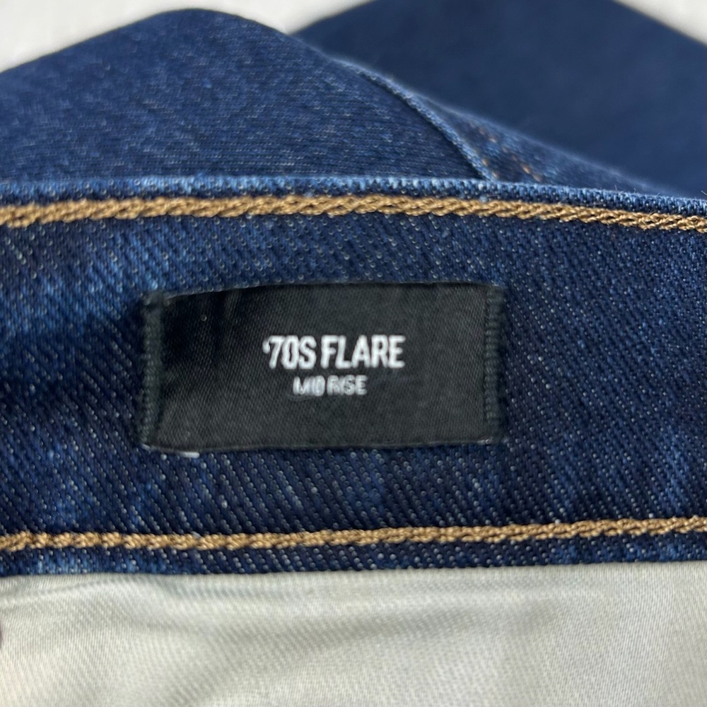 Express Jeans Women's 6 Short Dark Blue 70s Flare Mid Rise Frayed Hem Denim - Picture 8 of 9